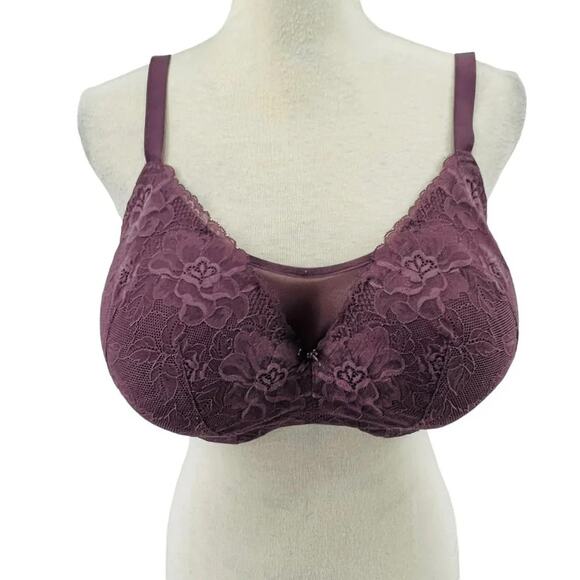 Lane Bryant Cacique Bra Modern Lace Lightly Lined Full Coverage Plum Purple - Picture 2 of 9